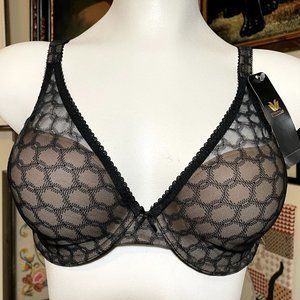 NWT Wacoal Womens Black Jacquard Superchic Underwire T-Shirt Size 34D